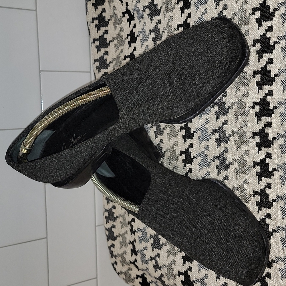 Joan Halpern Charcoal Canvas Slip On Loafers